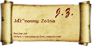 Jánossy Zolna névjegykártya